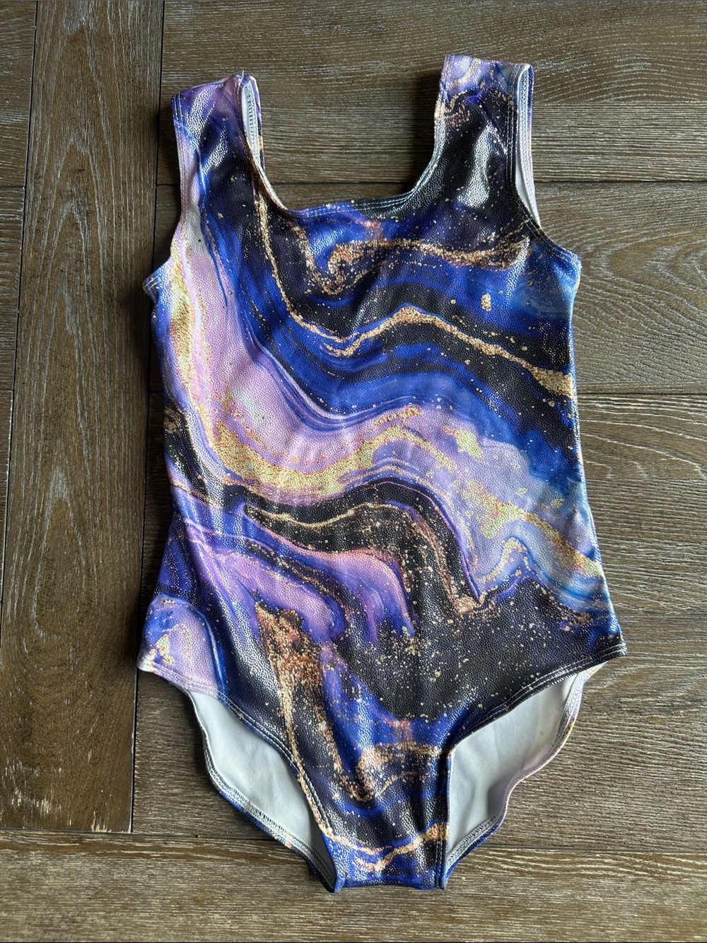 Galaxy-Print Purple Kids One-Piece Bodysuit leotard
